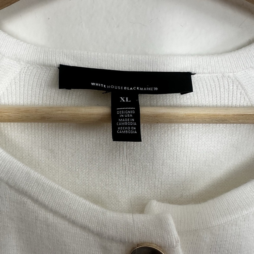 White House Black Market Cardigan Sweater NWT‎ Style Corset Detail White XL $165 - Picture 4 of 13